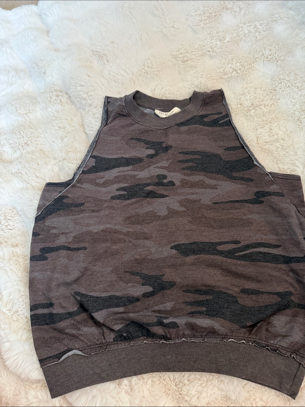 Women's Camo Muscle Tee Tank - Charcoal Brown Camo